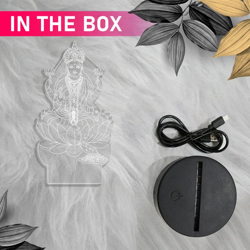 3D Illusion God Laxmi Led Night Lamp with Multicolored Light Home Office Pooja Room Decor